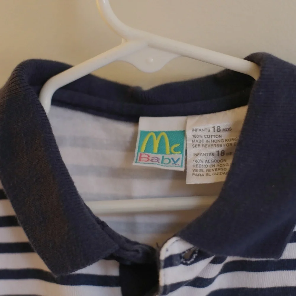 Vintage McBaby Infant‎ Striped Polo Shirt 18 Months Made in Hong Kong